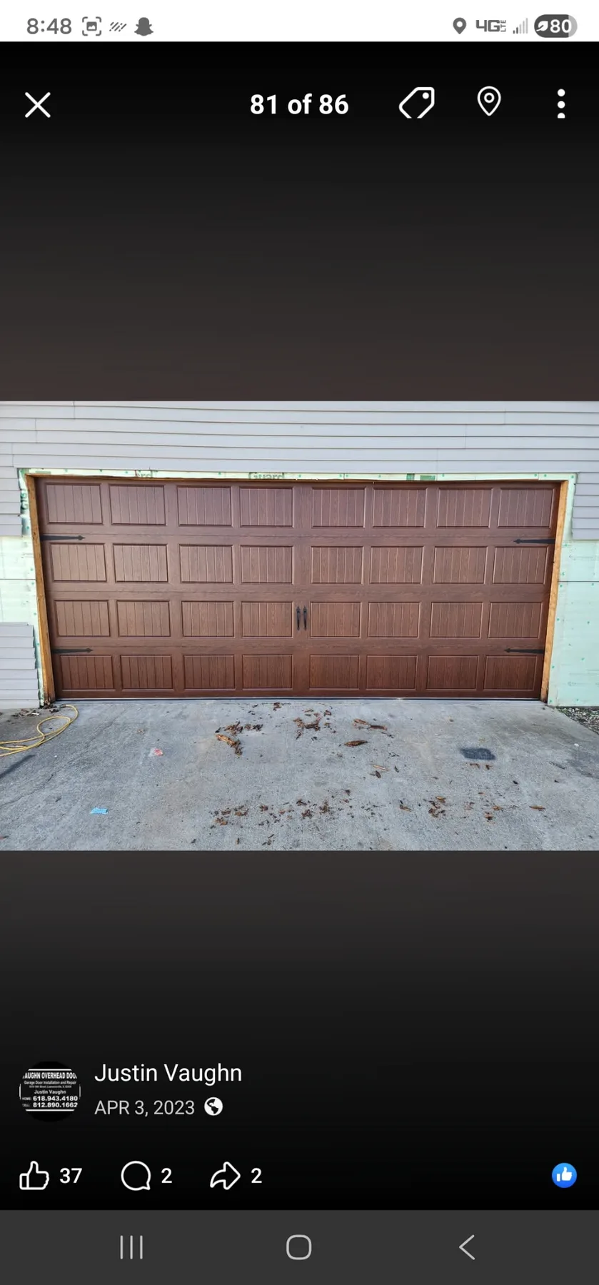 Garage door bottom edge and threshold area for weather seal service